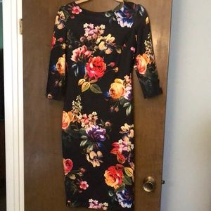 Bisou bisou black floral midi dress